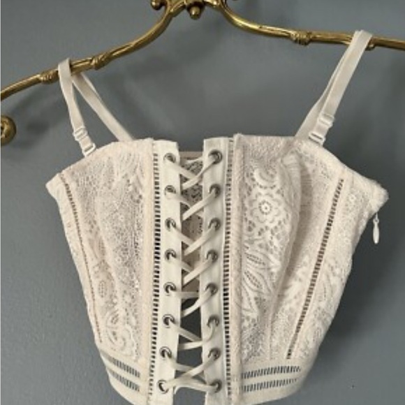 Victoria's Secret Other - Victoria's Secret Lace-Up White Crop Top